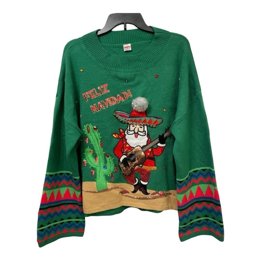Holiday Time Feliz Navidad
Santa Sombrero Guitar Boots
Green Christmas Sweater - Picture 2 of 14